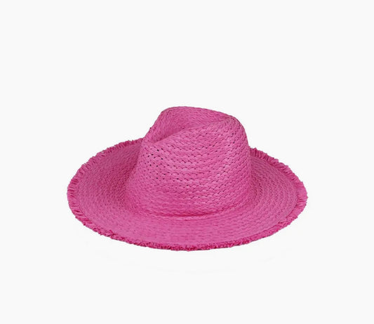 Frayed Solid Straw Hat