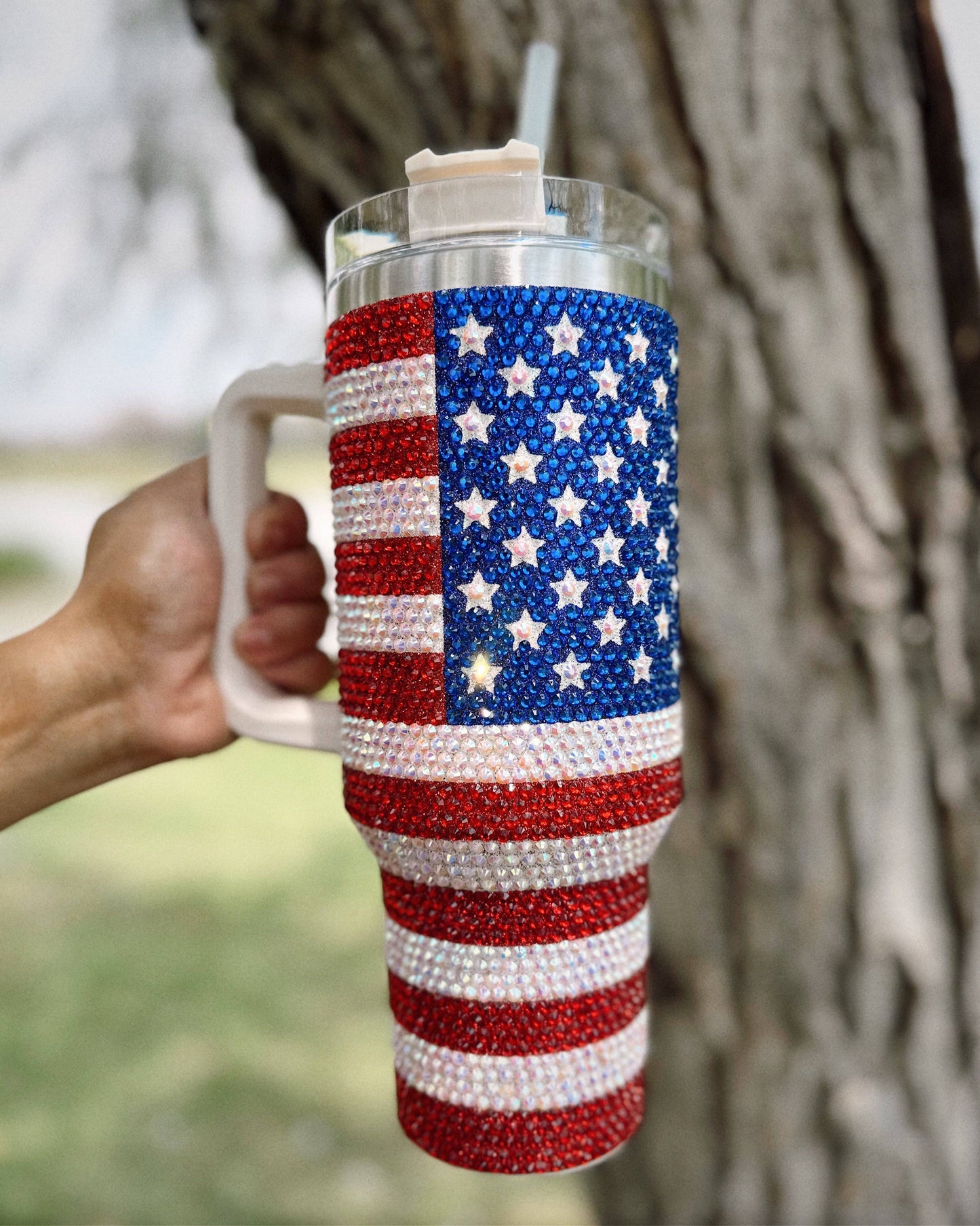 Crystal American Flag "Blinged Out" 40 Oz. Tumbler