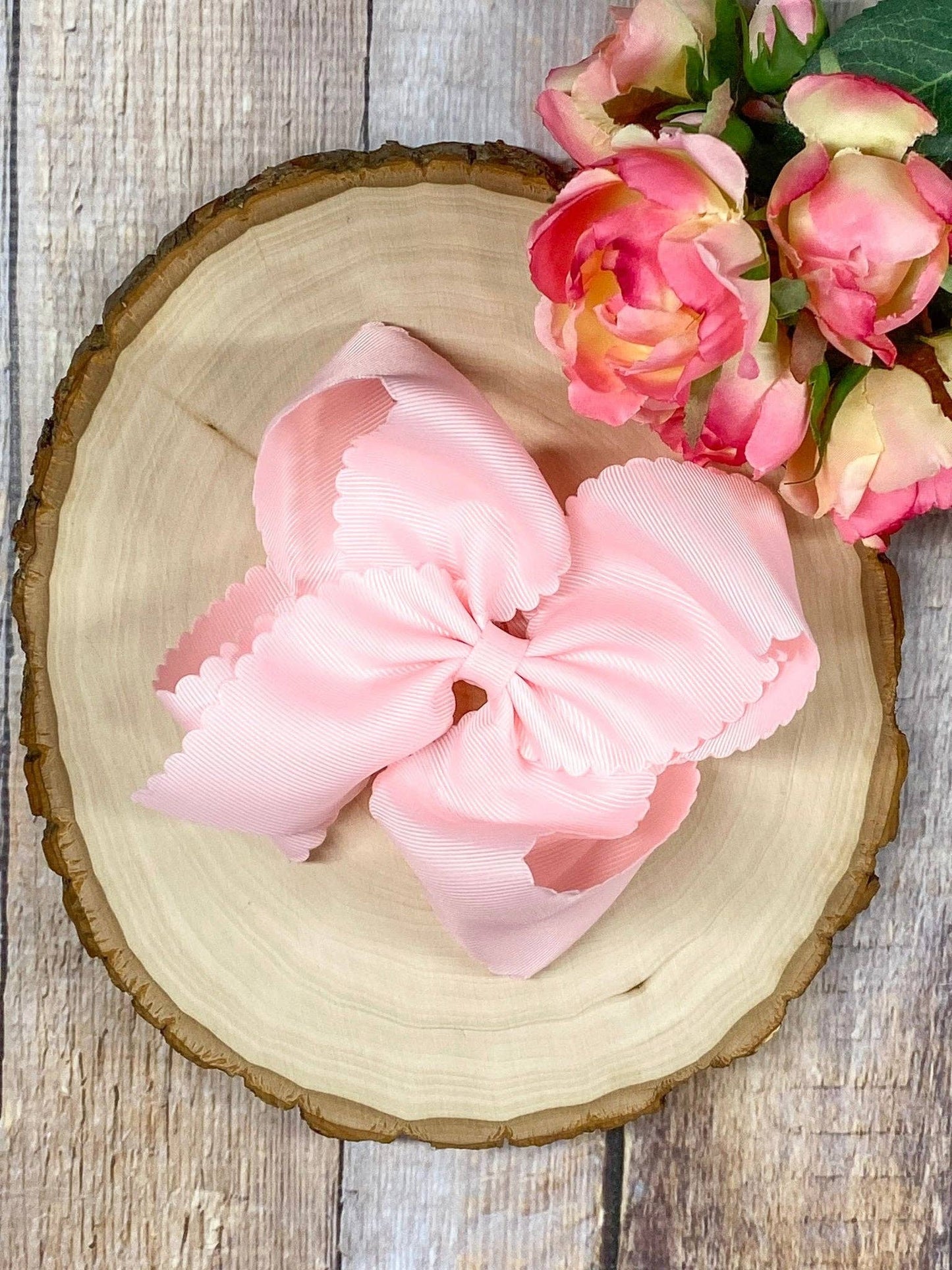 5.5" Oversize Scalloped Hair Bow | Clip or Headband