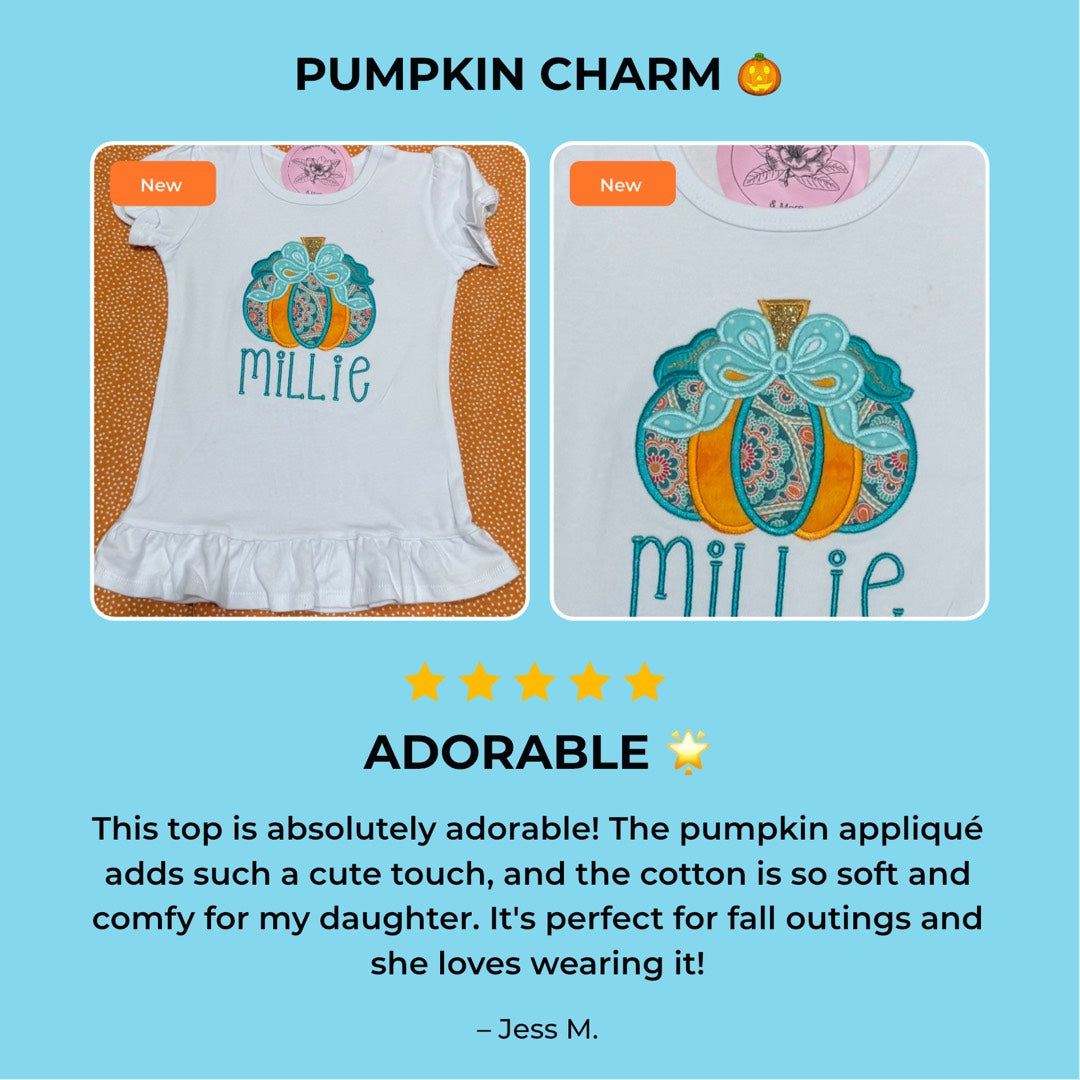 Girls Coquette Pumpkin Appliqué