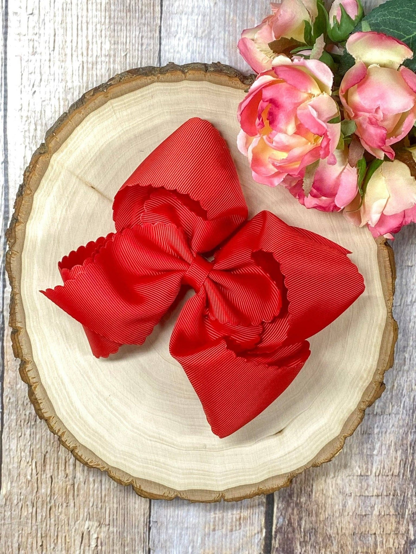 5.5" Oversize Scalloped Hair Bow | Clip or Headband