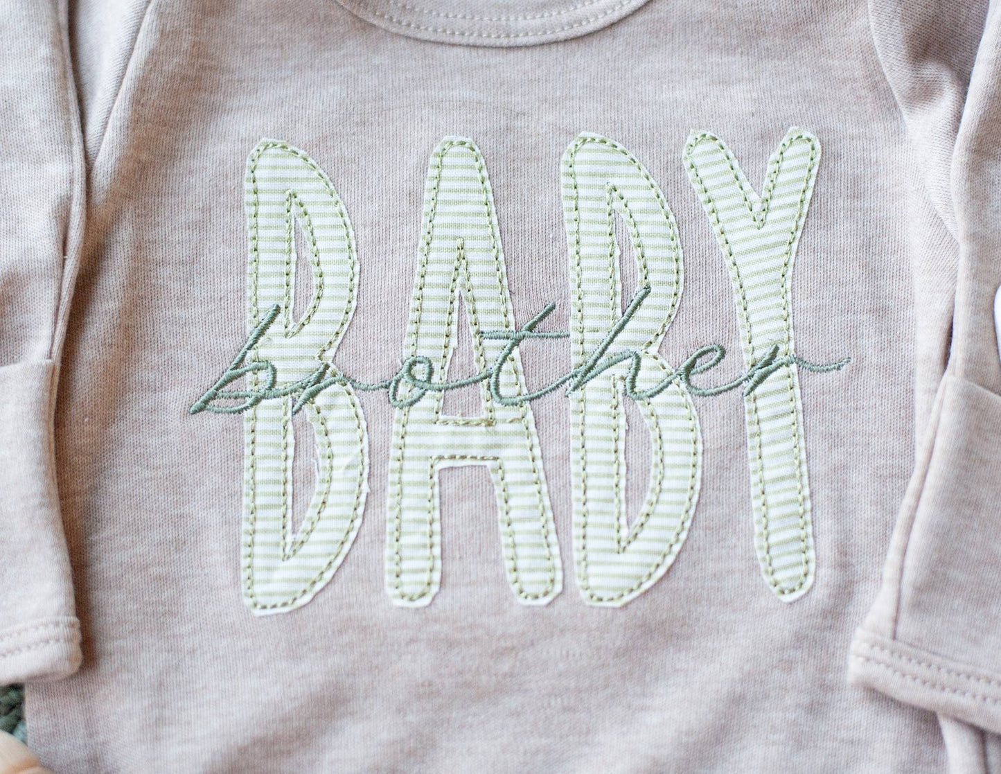 Baby Boy Outfit | Mocha Knot Gown Green Baby Brother