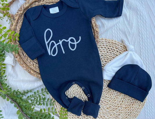 Baby Boy Outift | Navy Blue Romper Bro