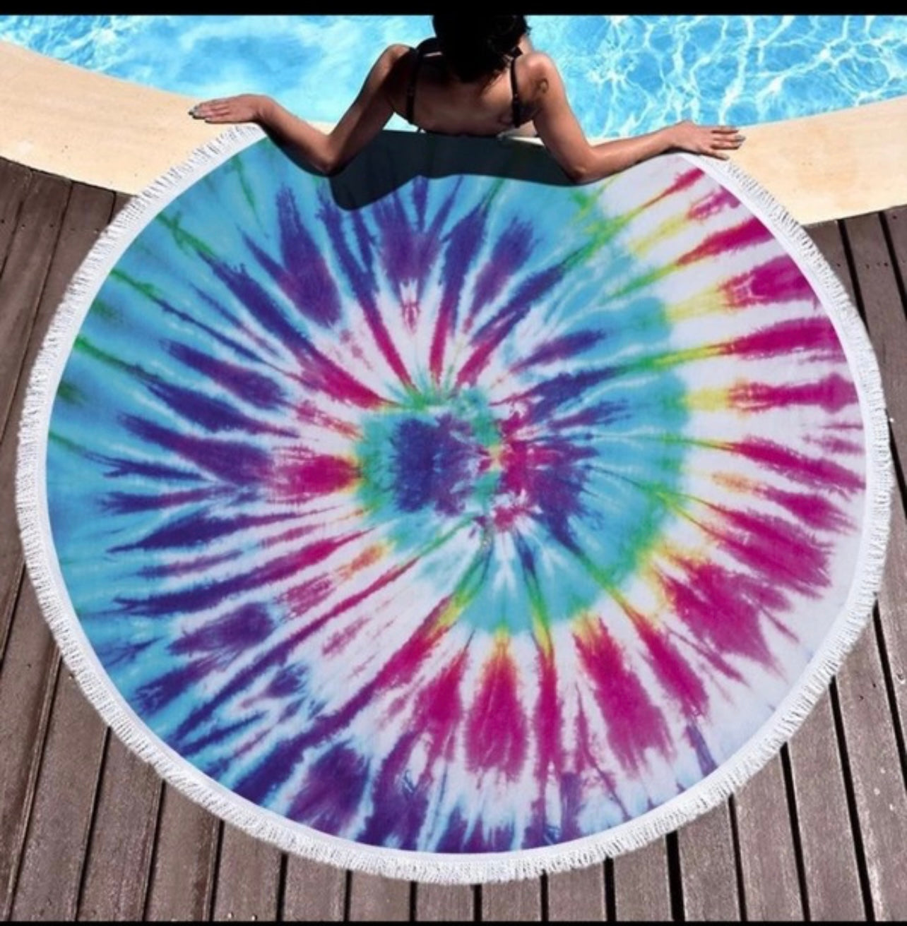 Tie-Dyed Fuschia Beach Towel Blanket