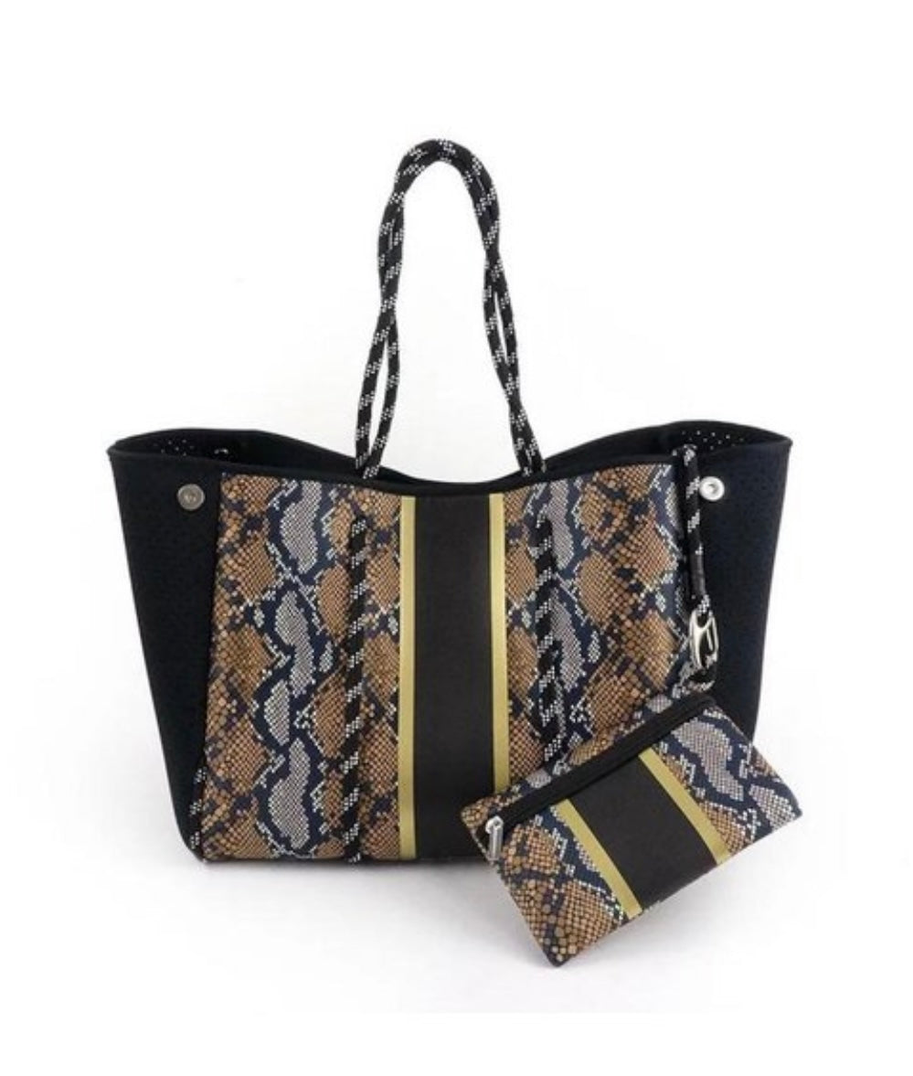 Snakeskin Print Neoprene Bag