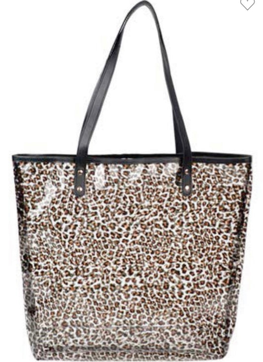 Cheetah Print Clear Vinyl Tote