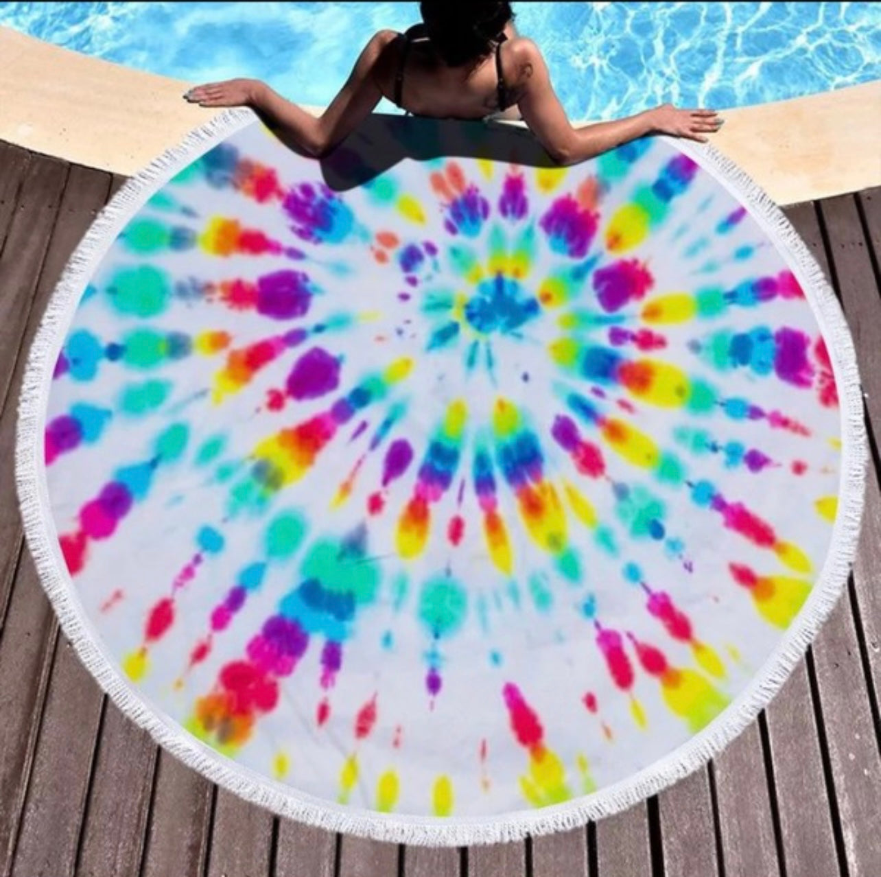 Tie-Dyed Round Beach Towel Blankets